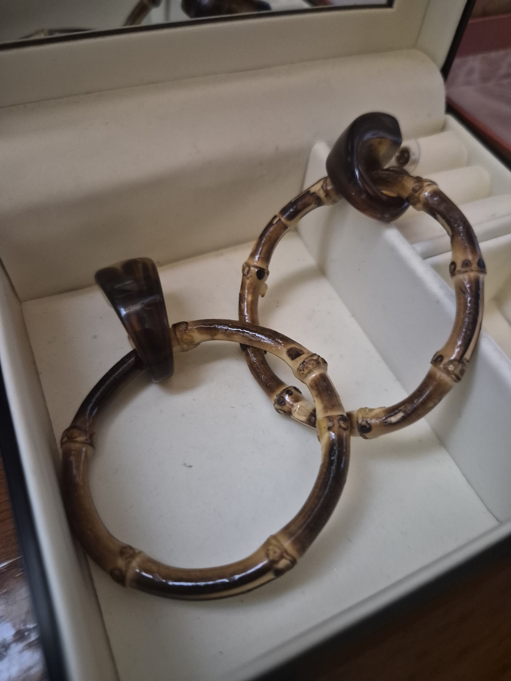 Bamboo-Style Brown Hoop Earrings for Women